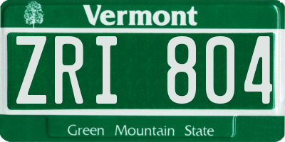 VT license plate ZRI804