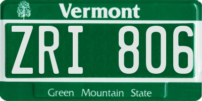 VT license plate ZRI806