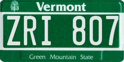 VT license plate ZRI807