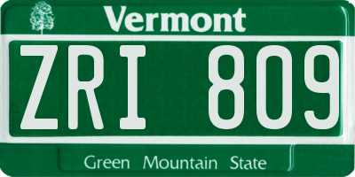 VT license plate ZRI809