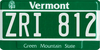 VT license plate ZRI812