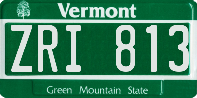VT license plate ZRI813