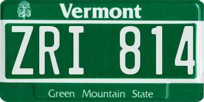 VT license plate ZRI814