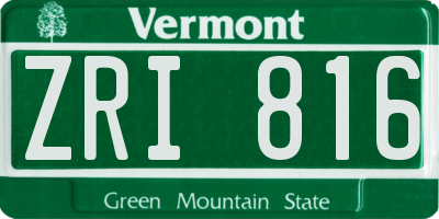 VT license plate ZRI816