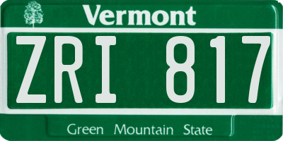 VT license plate ZRI817