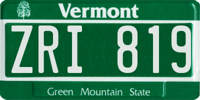 VT license plate ZRI819
