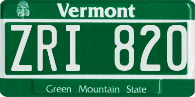 VT license plate ZRI820