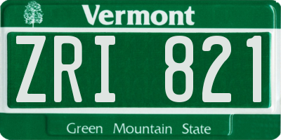 VT license plate ZRI821