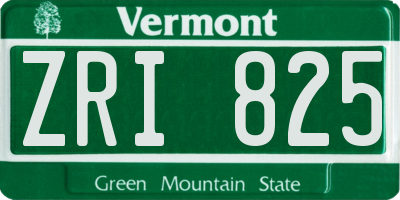 VT license plate ZRI825