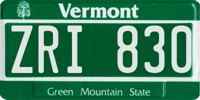 VT license plate ZRI830