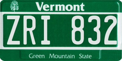 VT license plate ZRI832