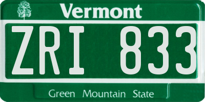 VT license plate ZRI833
