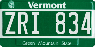 VT license plate ZRI834