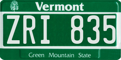 VT license plate ZRI835