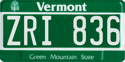 VT license plate ZRI836