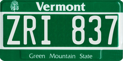 VT license plate ZRI837