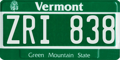 VT license plate ZRI838