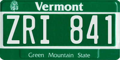 VT license plate ZRI841