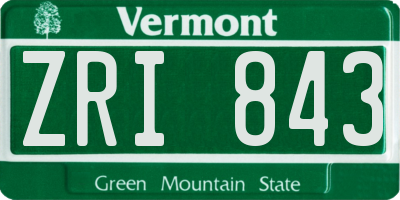 VT license plate ZRI843