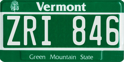 VT license plate ZRI846