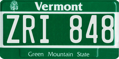 VT license plate ZRI848