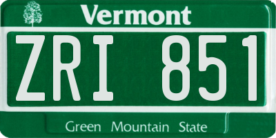 VT license plate ZRI851