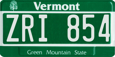 VT license plate ZRI854