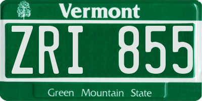 VT license plate ZRI855