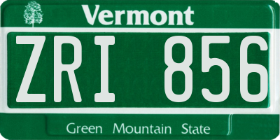 VT license plate ZRI856