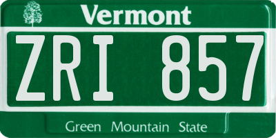 VT license plate ZRI857