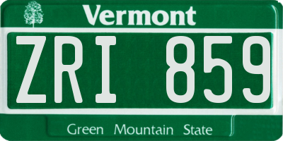 VT license plate ZRI859