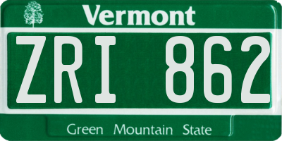 VT license plate ZRI862