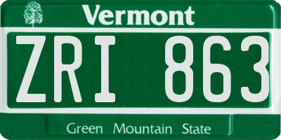 VT license plate ZRI863