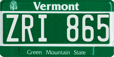 VT license plate ZRI865