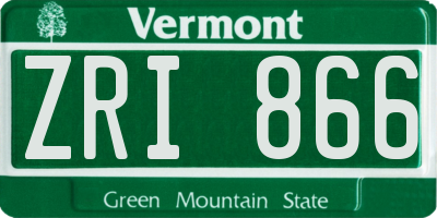 VT license plate ZRI866