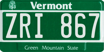 VT license plate ZRI867