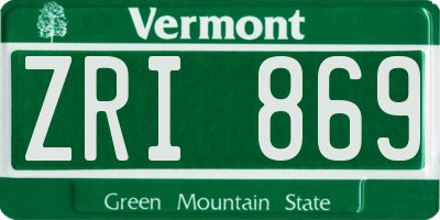 VT license plate ZRI869