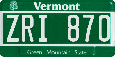 VT license plate ZRI870