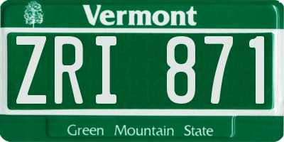 VT license plate ZRI871