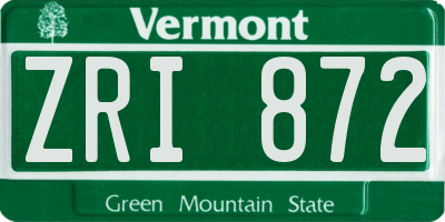 VT license plate ZRI872
