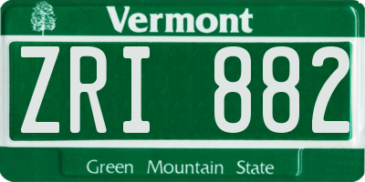 VT license plate ZRI882
