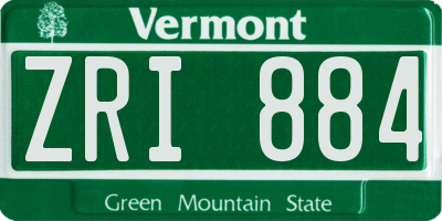 VT license plate ZRI884