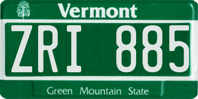 VT license plate ZRI885
