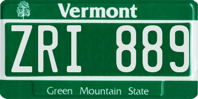 VT license plate ZRI889
