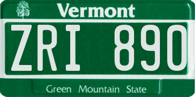 VT license plate ZRI890