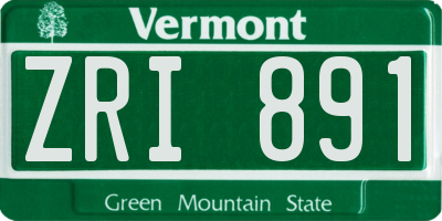 VT license plate ZRI891