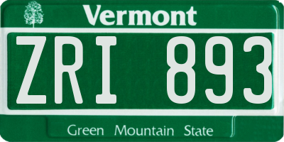 VT license plate ZRI893