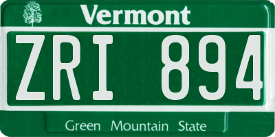 VT license plate ZRI894