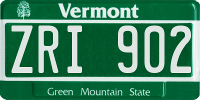 VT license plate ZRI902