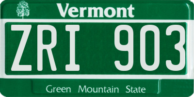 VT license plate ZRI903